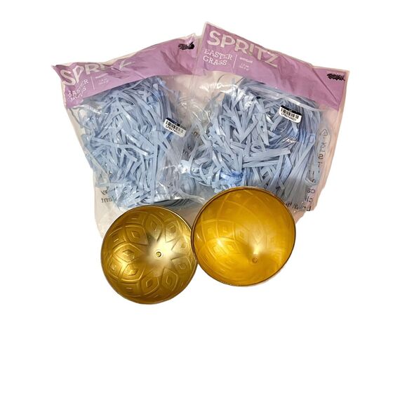 Easter Basket for Kids Bundle Canvas Bucket Grass Filler Golden Fillable Egg - Picture 7 of 11